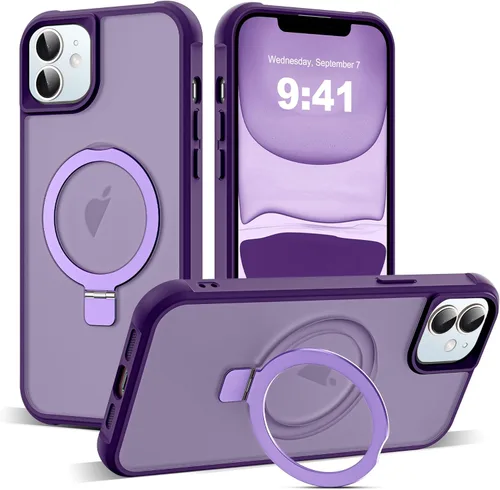 Miniatura 93 de SKYLMW – Funda compatible con iPhone 12 Pro Max y iPhone 13 Pro Max con soporte magnético invisible tipo anillo, fundas translúcidas para teléfonos