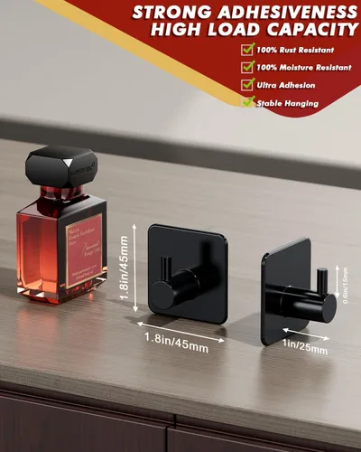 Miniatura 9 de Auxmir Ganchos Adhesivos de Servicio Pesado 30lb(Máx) Ganchos de Pared, Paquete de 5 Toallero Autoadhesivo Sin Daños, Acero Inoxidable para Abrigo