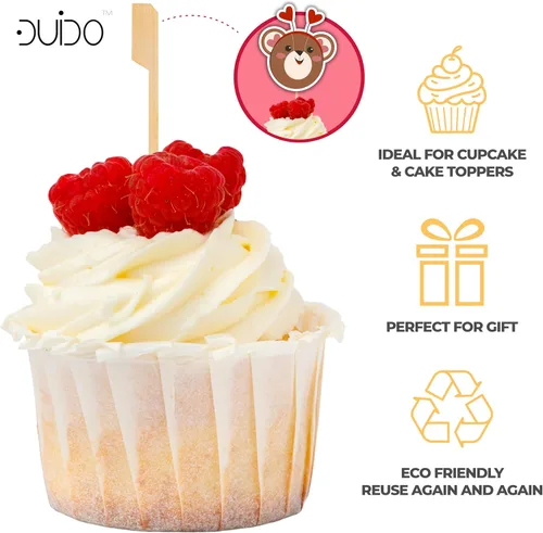 Miniatura 4 de Palillos de bambú para decoración de cupcakes – 3.5 pulgadas (paquete de 500) palillos de dientes para aperitivos – Palitos de decoración