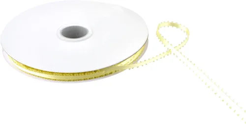 Miniatura 10 de Homeford Cinta de satén de doble cara con borde Picot, 50 yardas (3/8 pulgadas, oro antiguo)