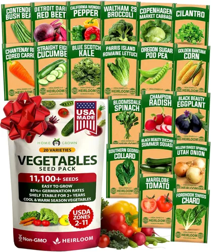 20 semillas de verduras autóctonas – Más de 8,000 semillas de supervivencia y equipo esencial de preparación de emergencia, semillas de verduras sin