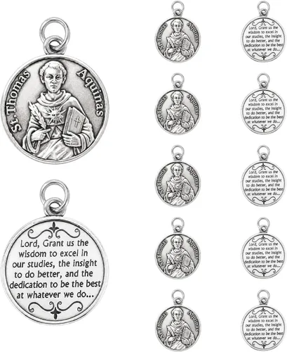 Miniatura 17 de Rlcvecv 10 piezas de medalla de San Carlo Acutis con juego de tarjetas sagradas, colgante de metal de San Carlos Acutis para collar, pulsera