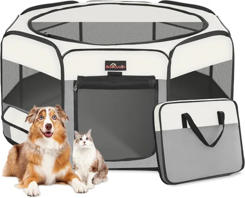 Miniatura 7 de Aivituvin Corral para Perros, Corrales de Juego Plegables para Mascotas con Bolsa de Transporte para Gatos, Cachorros, Conejos, Jaulas de Carpa Azul