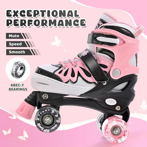 Miniatura 3 de NEMONE - Patines de sirena con ruedas iluminadas y 4 tamaños ajustables para niñas, azul y morado, para niños pequeños, para principiantes, de G