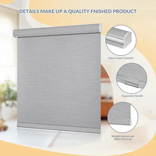 Miniatura 4 de Boolegon Persianas enrollables opacas para ventanas, inalámbricas, enrollables extraíbles, tela con aislamiento térmico, protección UV, persianas