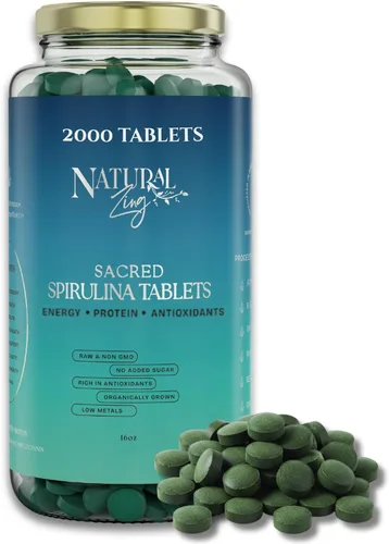 Miniatura 5 de Natural Zing Espirulina 100% pura (cruda, orgánica) 1000 16 onzas en polvo Proteína vegana Ficocianina Beta caroteno