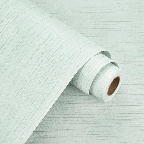 Miniatura 10 de WESTICK Papel tapiz de tela verde para despegar y pegar, papel de contacto retro esmeralda con textura de tela sintética, rollo de vinilo extraíble