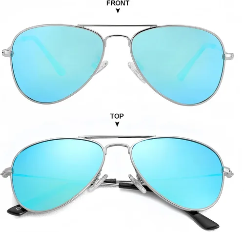 Miniatura 11 de Gleyemor Lentes de sol polarizados estilo aviador para niños y niñas, jóvenes, adolescentes, dos tamaños de 1.969 in y 2.047 in