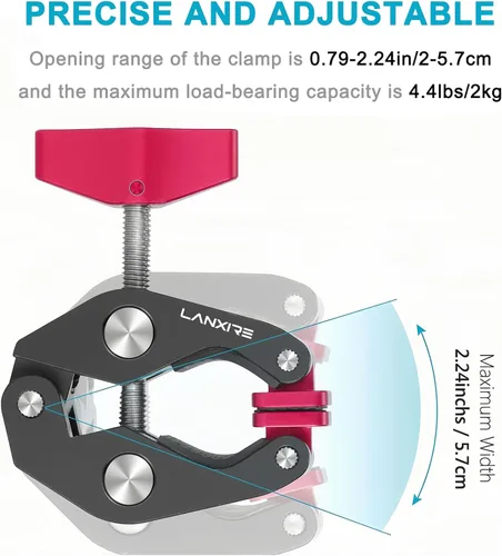 Miniatura 5 de Soporte de micrófono Super Clamp con tornillo de 1/4 a 5/8 pulgadas, compatible con micrófonos o accesorios de fotografía, carga máxima de 4.4