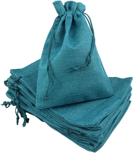 Miniatura 47 de Palmhomee Paquete de 20 bolsas de regalo de arpillera con cordón, bolsas de joyería de lino, bolsas de yute de boda para joyas y bolsas