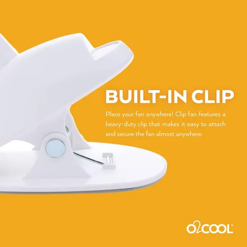 Miniatura 6 de O2COOL Ventilador de clip de batería USB recargable de 5 pulgadas, ventilador ajustable con 3 velocidades, cuello ajustable, cuello de cisne largo