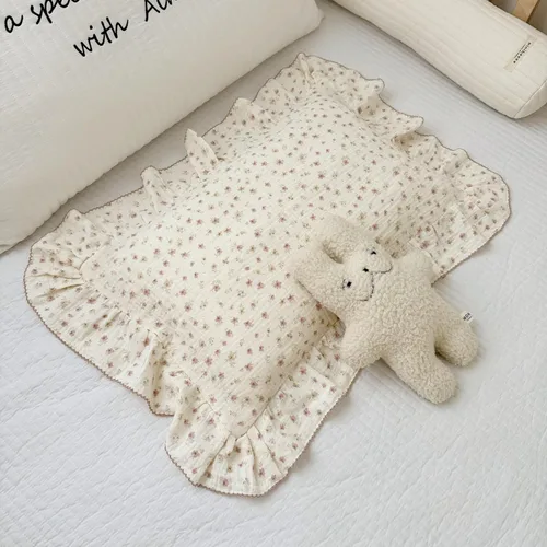 Miniatura 30 de BuLuTu Funda de almohada de algodón para niños pequeños, tamaño estándar, estampado de flores de Galsang, suave funda de almohada de viaje con borde