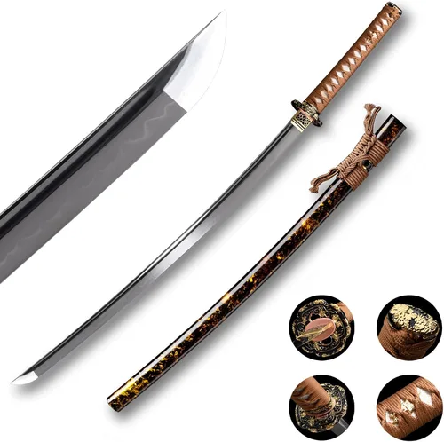 Miniatura 9 de Katana de acero templado con resorte de arcilla de 41 pulgadas, espada samurái japonesa hecha a mano, espada samurái japonesa de espada completa