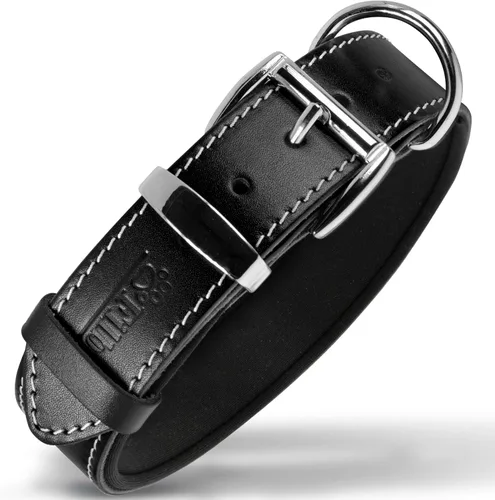 Miniatura 11 de Filbert Collar de cuero para perro, collar de cuero genuino para perros pequeños, estampado de patas en relieve con hebilla, grano completo curtido
