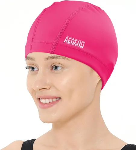 Miniatura 8 de Aegend Gorro de natación de tela, capa impermeable de silicona, gorra de natación de tela transpirable, mantiene el cabello seco con alta