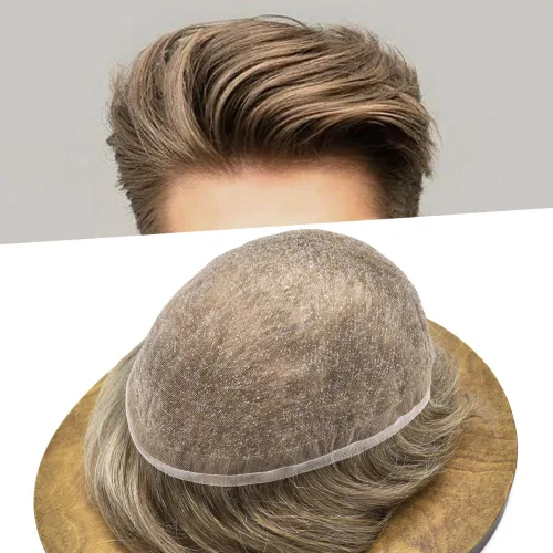 Miniatura 42 de PUNRU HAIR Completo Swiss Lace Toupee para hombres Sistema de cabello humano real Sistema de reemplazo de cabello humano para hombre Toupee