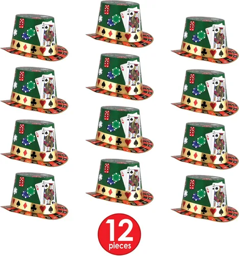 Miniatura 3 de Beistle Casino Night Hi-Hats 12 Piezas, Multicolor, OSFM