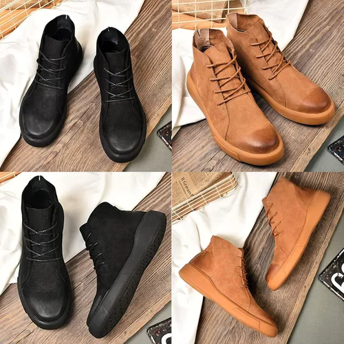 Miniatura 3 de Botas de cuero Chelsea para hombre, estilo casual, para otoñoinvierno, antideslizantes, para negocios, Oxford, trabajo, viajes, botines Chukka