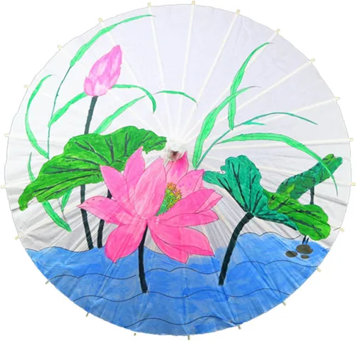 Miniatura 5 de Honio Kids Paper Parasol Retro Bamboo and Paper for Smooth Opening and Closing Elegant Paper Parasol White