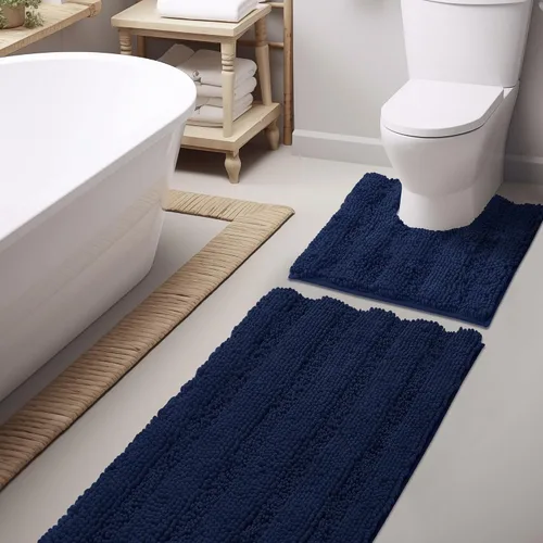 Miniatura 44 de NICETOWN Tapete negro para baño, antideslizante, suave, absorbente de agua, tapete de bajo perfil para entrada, tapete para vestíbulo, puerta