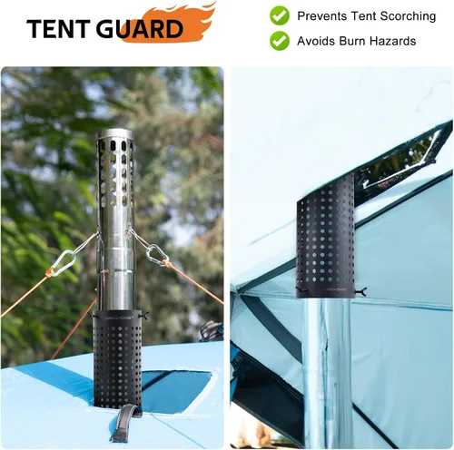 Miniatura 5 de CHANGE MOORE Protector de malla de chimenea de estufa ignífuga, protección antiquemaduras, protección de tienda de campaña, estufa al aire libre