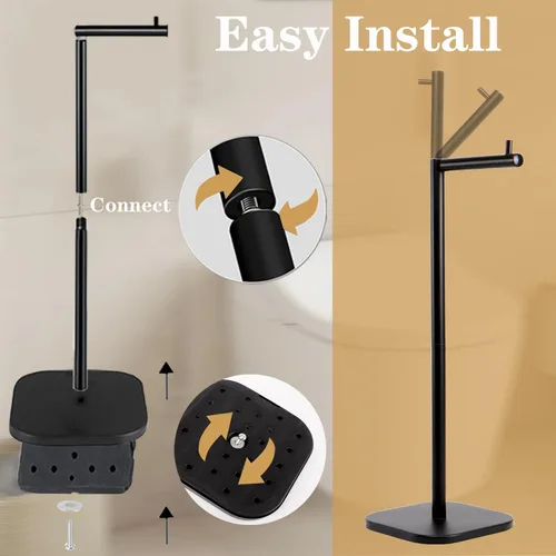 Miniatura 9 de Soporte de papel higiénico, almacenamiento de papel higiénico independiente para baño, soporte de papel higiénico de acero inoxidable con reserva