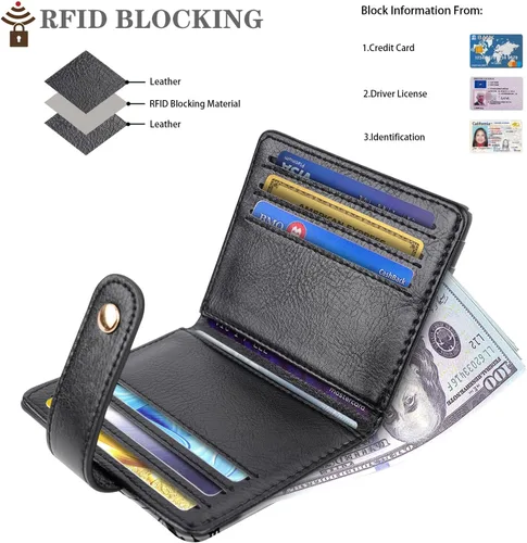Miniatura 2 de Carteras pequeñas para mujer, diseño delgado y minimalista, tarjetero plegable para bolsillo o bolso, Mariposas negras