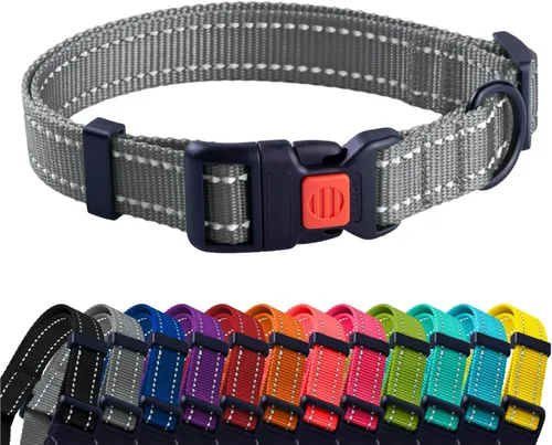 Miniatura 24 de CollarDirect Collar reflectante para perro o cachorro pequeño, mediano y grande con hebilla de liberación rápida, para machos y hembras, nailon Rojo