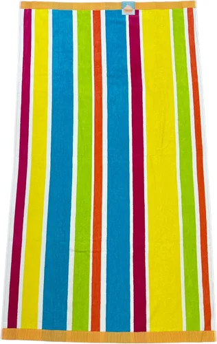 Royal Tradition Toalla de playa de gran tamaño jacquard de terciopelo de algodón con rayas pastel de peso pesado 40x72