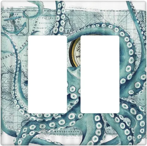 Miniatura 25 de Cubiertas de Interruptor de Luz Artísticas de Cuádruple Palanca con Hojas Tropicales Florales Boho, Flores Bohemias Decorativas Botánicas, Placas