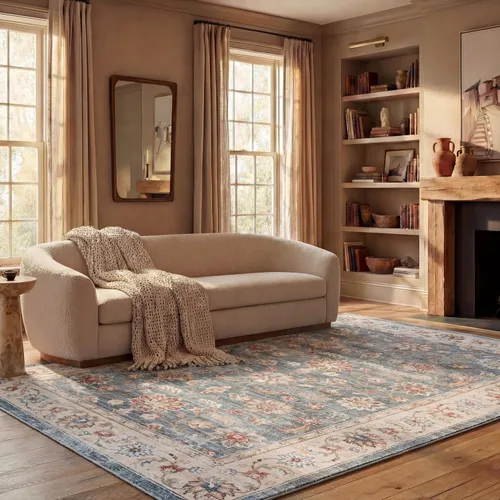 Miniatura 8 de SAFAVIEH Alfombra lavable Colección Arizona, ovalada, de 5 x 8 pies, verde y beige, antideslizante y fácil de limpiar, ideal para sala de estar