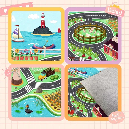 Miniatura 3 de Alfombras de juego de autos y caminos para sala de juegos, alfombras rectangulares lavables y antideslizantes para dormitorio de niñas y dormitorio