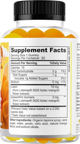 Miniatura 2 de Vitaminas para los ojos para niños, gomitas de salud ocular para niños y adolescentes, gomitas de luteína de 12 mg con zeaxantina, 30 gomitas