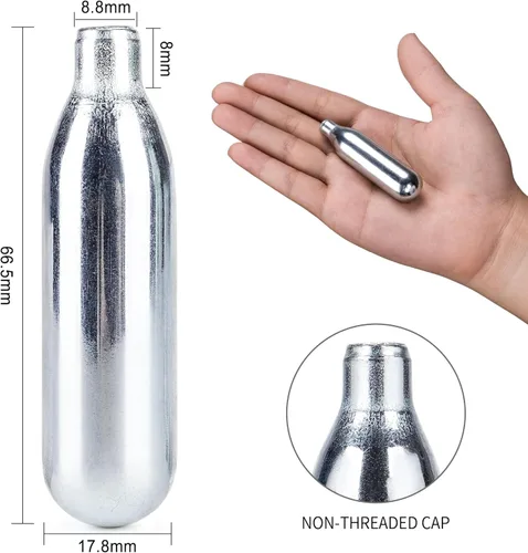 Miniatura 3 de Cartuchos de CO2 de 8 gramos / 12 gramos / 88 gramos para Paintball - Cartuchos de CO2 para Airsoft, Pistola de Aire, Pistola de Pimienta P2P HDP 50