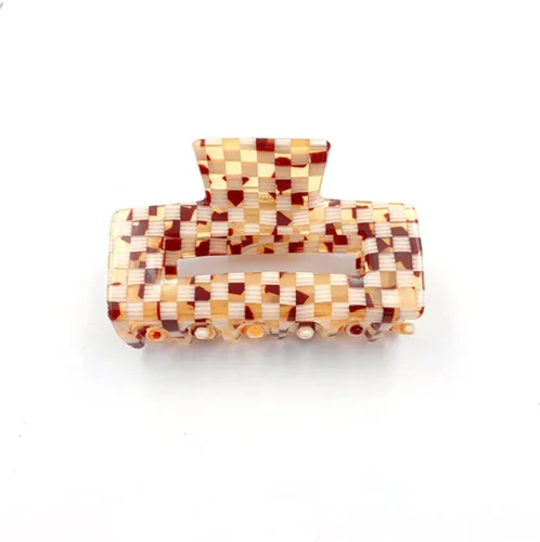 Miniatura 15 de Pinzas para el cabello a cuadros para mujeres y niñas, pinzas de pelo de moda para peinar con pinzas de garra, cabello grueso, forma rectangular