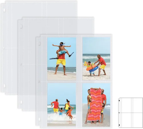 Better Office Products Hojas de repuesto para álbum de fotos, 3.5 x 5 pulgadas, pesadas, de 3 anillos transparentes de diamante, 200 fotos en total,