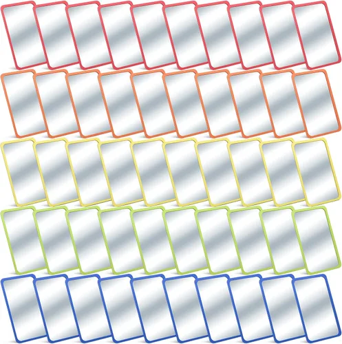 Dandat 50 Espejos Pequeños para Niños Seguros a Prueba de Roturas de 6 x 4 Pulgadas Irrompibles Espejo de Aula para Manualidades a Granel en Colores
