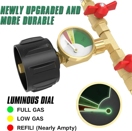 Miniatura 6 de Manguera adaptadora de propano de 2 vías mejorada de 5 pies, manguera divisora en Y trenzada de acero inoxidable, convertidor de 1 lb a 20 lb