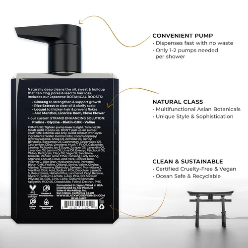 Miniatura 2 de BLACKWOOD FOR MEN Active Man Daily Shampoo - Champú espesante y aclarante para cabello o cuero cabelludo normal a graso - Combate la pérdida