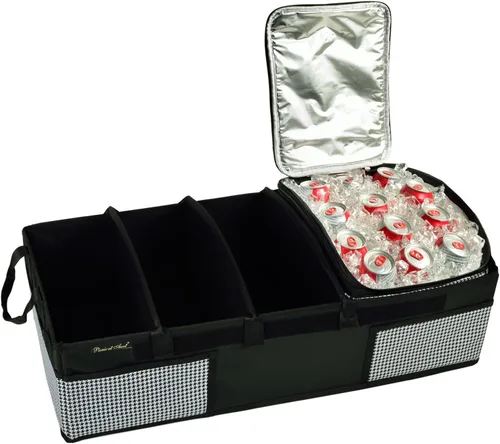 Miniatura 3 de Picnic at Ascot Organizador de maletero de base rígida resistente con capacidad para 28 latas a prueba de fugas, divisores ajustables, 30 pulgadas