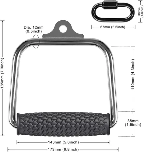 Miniatura 6 de Kipika Mango doble D resistente, accesorio de cable de barra en V, accesorio de fila para máquina de cable, antideslizante y cómodo, agarre