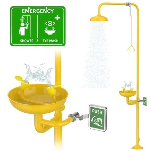 Estación de lavado de ojos de ducha de emergencia, estación de lavado de ojos aprobada por OSHA con ducha, kit de combinación de ducha de primeros