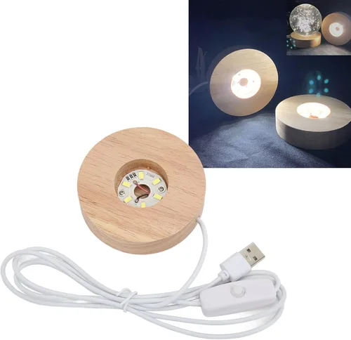 Miniatura 4 de Base de exhibición de luz LED de madera, soporte de lámpara iluminado redondo, centro de mesa de madera, luces rectangulares, asiento, regulable