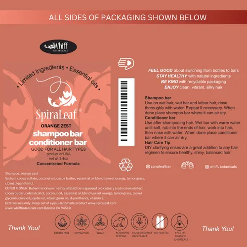 Miniatura 6 de SPIRALEAF Barra de champú sólido y acondicionador con ingredientes limitados, fórmula concentrada, sin fragancia, sin tintes, barras de cuidado
