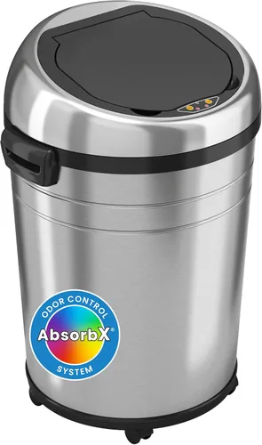 Miniatura 14 de iTouchless Cubo de basura con sensor sin contacto de 8 galones con sistema de filtro de olor, cubo de basura redondo de acero inoxidable de 30 Plata