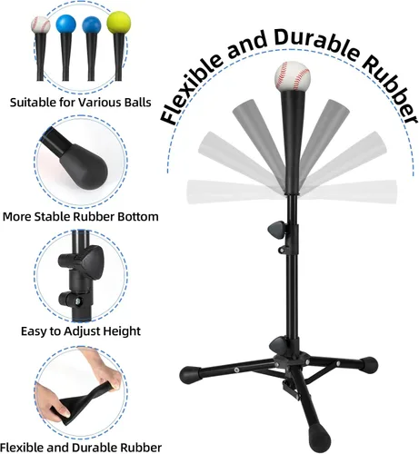 Miniatura 5 de Baseball Tee For Kids, Easy Adjustable Batting Tee From 20.85 to 31.30 Inches. Foldable and Stable Baseball Tees for Hitting with Portable Bag.