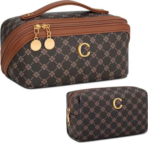Miniatura 19 de Regalos de cumpleaños para mujeres y adolescentes, juego de bolsas organizadoras de maquillaje con iniciales personalizadas, bolsa de cosméticos