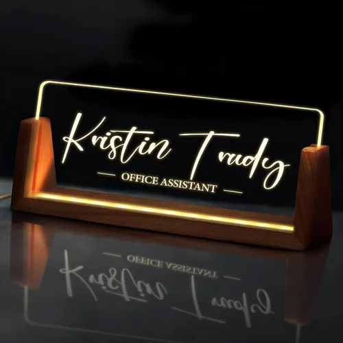 Miniatura 11 de Placa de nombre personalizada con luz para escritorio, placa de nombre personalizada para escritorio con logotipo, regalo de apreciación