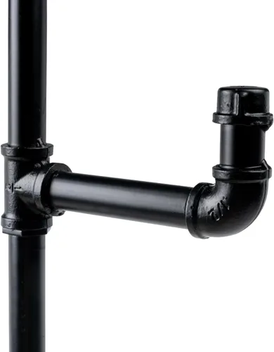Miniatura 6 de MyGift Perchero industrial de tubo de metal negro montado en la pared para sombreros y percheros con 6 ganchos de brazo ajustables, ganchos