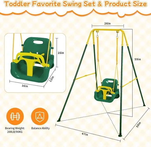 Miniatura 2 de Columpio 3 en 1 para niños pequeños, columpio plegable para bebés de interior y exterior, columpios multifuncionales para niños de 6 meses